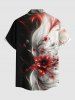 Chemise hawaïenne à imprimé ombré fleurs et feuilles, avec bouton et poche, pour homme - Rouge 3XL