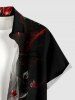 Chemise hawaïenne à imprimé ombré fleurs et feuilles, avec bouton et poche, pour homme - Rouge 3XL