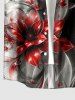 Chemise hawaïenne à imprimé ombré fleurs et feuilles, avec bouton et poche, pour homme - Rouge 3XL