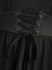 Robe décontractée en mesh fleuri superposée à lacets avec ourlet mouchoir - Noir XXL