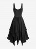 Robe décontractée en mesh fleuri superposé à lacets avec ourlet mouchoir - Noir XL