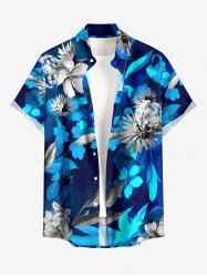 Dandelion Flower Leaf Print Buttons Pocket Hawaii Shirt For Men -  