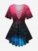 Tie Dye Ombre Flowers Print Matching Set -  