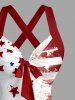 Patriotic American Flag Heart Print Matching Outfit For Couples - Bleu 