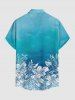 Matching Hawaii Shirt and Romper Beach Outfit Hibiscus Flower Leaf Ombre Print for Couples - Turquoise Foncée 