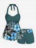 Coconut Tree Hibiscus Flower Print Matching Hawaii Beach Outfit For Couples -  
