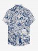 Chrysanthemum Flower Leaf Print Buttons Pocket Hawaii Shirt For Men -  