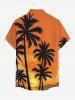 Coconut Tree Cloud Ombre Print Buttons Pocket Hawaii Shirt For Men -  