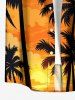 Coconut Tree Cloud Ombre Print Buttons Pocket Hawaii Shirt For Men -  