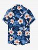 Hibiscus Flower Tropcial Leaf Print Buttons Pocket Hawaii Shirt For Men -  