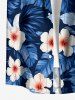 Hibiscus Flower Tropcial Leaf Print Buttons Pocket Hawaii Shirt For Men -  