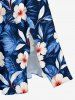 Hibiscus Flower Tropcial Leaf Print Split Hawaii Midi Dress - Bleu profond M
