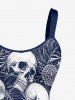 Skull Hibiscus Flower Leaf Print Hawaii Tank Dress -  