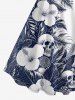 Skull Hibiscus Flower Leaf Print Hawaii Tank Dress -  