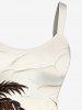 Coconut Tree River Print Hawaii A Line Dress - Blanc M