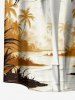 Coconut Tree River Print Hawaii Button Pocket Shirt For Men -  