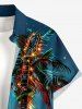 Coconut Tree Glitter Guitar Galaxy Print Hawaii Button Pocket Shirt For Men -  