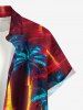 Glitter Neon Coconut Tree Print Hawaii Button Pocket Shirt For Men -  