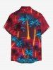 Glitter Neon Coconut Tree Print Hawaii Button Pocket Shirt For Men -  