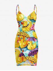 Duck Pond Umbrella Print Hawaii Convertible Beach Cover Up - Jaune 1X