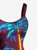Glitter Neon Coconut Tree Print Matching Hawaii Beach Outfit For Couples -  