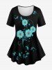 Glitter Sparkling Ball Sunflower Print Short Sleeves T-shirt and Leggings Matching Set -  