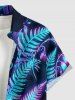 Glitter Tropical Leaf Flower Print Hawaii Button Pocket Shirt For Men -  