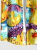 Duck Pond Umbrella Print Hawaii Button Pocket Shirt For Men -  