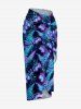 Glitter Tropical Leaf Flower Print Hawaii Convertible Beach Cover Up -  