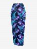 Glitter Tropical Leaf Flower Print Hawaii Convertible Beach Cover Up -  
