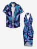Glitter Tropical Leaf Flower Print Hawaii Convertible Beach Cover Up -  
