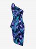 Glitter Tropical Leaf Flower Print Hawaii Convertible Beach Cover Up -  