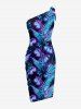 Glitter Tropical Leaf Flower Print Hawaii Convertible Beach Cover Up -  