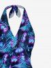 Glitter Tropical Leaf Flower Print Hawaii Convertible Beach Cover Up -  