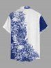 Skulls Tropical Leaf Hibiscus Flower Print Hawaii Button Pocket Shirt For Men -  