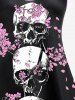 Plus Size Skulls Floral Print Cami Top(Adjustable Shoulder Strap) - Noir 2X