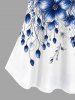 Flower Leaf Colorblock Print Cold Shoulder T-shirt -  