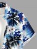 Hibiscus Flower Coconut Tree Sea Waves Print Buttons Pocket Hawaii Shirt For Men -  