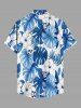 Skull Hibiscus Flower Tropical Leaf Print Buttons Pocket Hawaii Shirt For Men - Bleu 5XL
