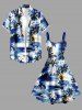 Hibiscus Flower Coconut Tree Sea Waves Print Hawaii Tank Dress - Bleu profond M