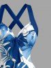 Skull Hibiscus Flower Tropical Leaf Print Crisscross Straps Bowknot Hawaii Tank Dress -  