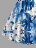 Skull Hibiscus Flower Tropical Leaf Print Crisscross Straps Bowknot Hawaii Tank Dress -  
