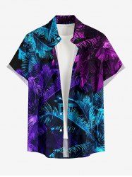 Chemise hawaïenne à boutons et poche, imprimé dégradé cocotier pour homme - Pourpre  6XL