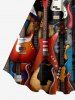 Musical Instruments Bass Print Matching Hawaii Beach Outfit For Couples - marron foncé 