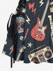 Robe débardeur trapèze à lacets avec imprimé tête de mort, guitare et radio, style rock and roll hawaïen - Noir L
