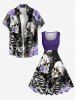 Skulls Skeleton Lovers Flower Print Hawaii Vintage Swing A Line Dress -  