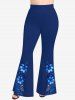 Flower Ombre Music Symbol Print Flare Pants -  