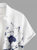 Contrast Colorblock Flower Print Hawaii Button Pocket Shirt For Men -  