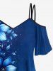 Flower Ombre Music Symbol Print Cold Shoulder Cami T-shirt -  