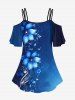 Flower Ombre Music Symbol Print Cold Shoulder Cami T-shirt -  
